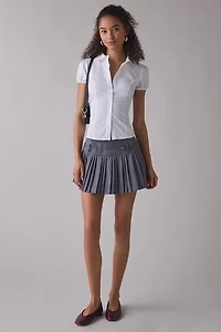 Zemeta Take Me Pleated Belted Mini Skirt