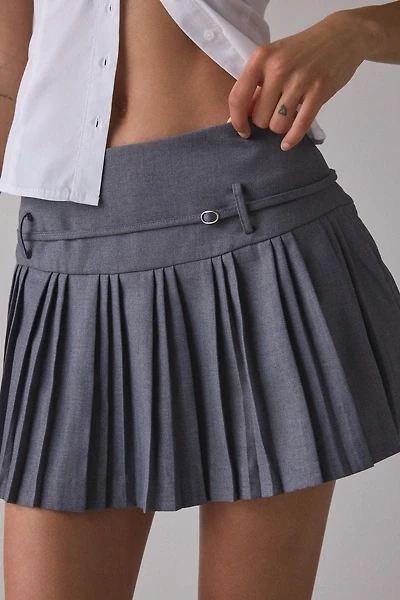 Zemeta Take Me Pleated Belted Mini Skirt