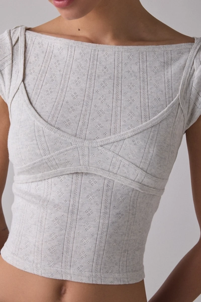 Zemeta Dusty Pointelle Layered Crop Top