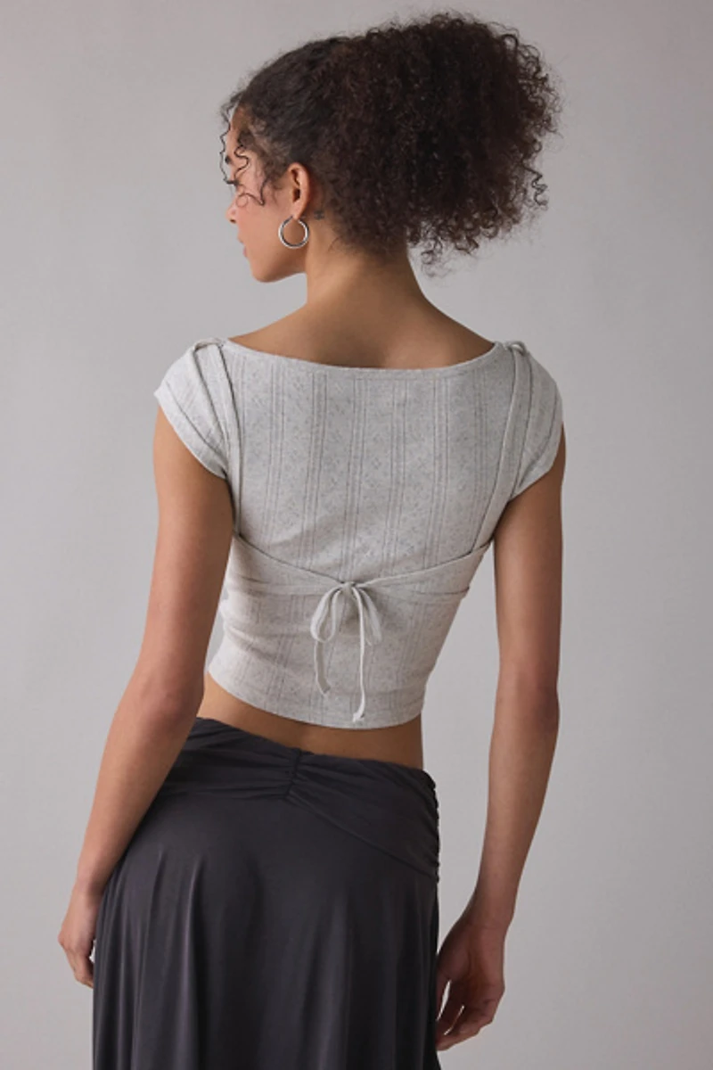 Zemeta Dusty Pointelle Layered Crop Top