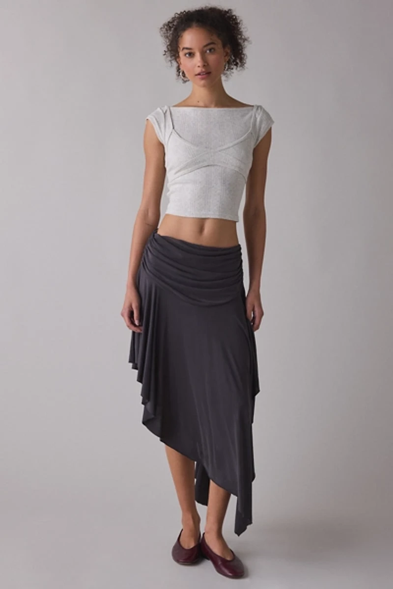 Zemeta Dusty Pointelle Layered Crop Top
