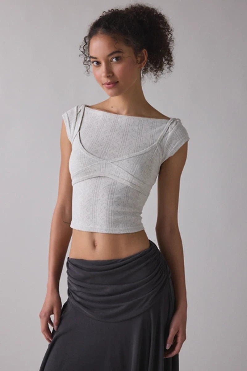 Zemeta Dusty Pointelle Layered Crop Top