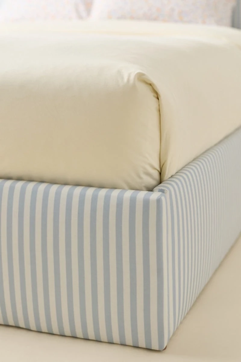 Beau Square Striped Upholstered Platform Bed