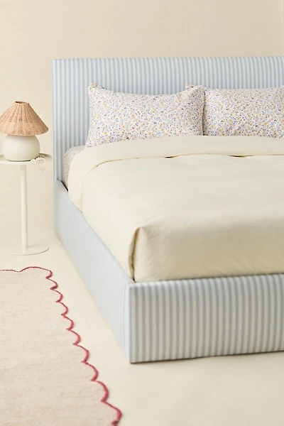 Beau Square Striped Upholstered Platform Bed