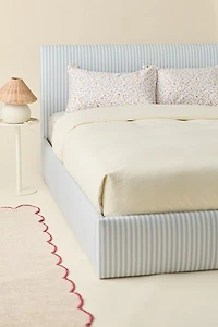 Beau Square Striped Upholstered Platform Bed