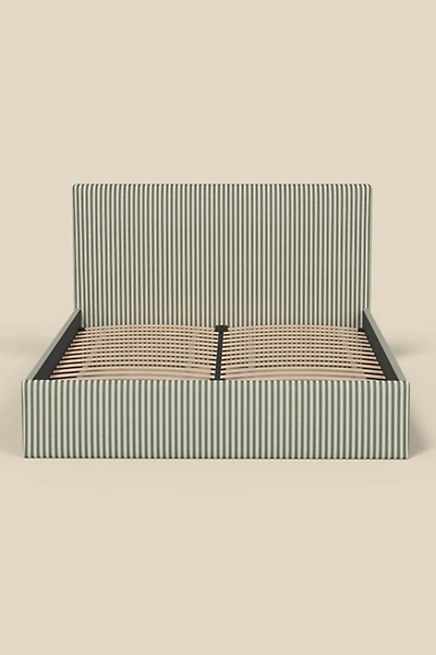 Beau Square Striped Upholstered Platform Bed
