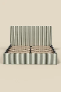 Beau Square Striped Upholstered Platform Bed