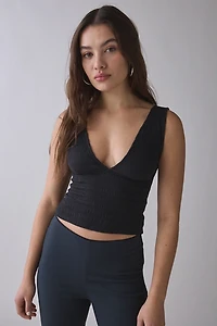 UO Alanis Ruched Plunging V-Neck Tank Top