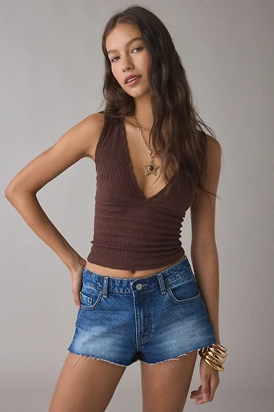 UO Alanis Ruched Plunging V-Neck Tank Top