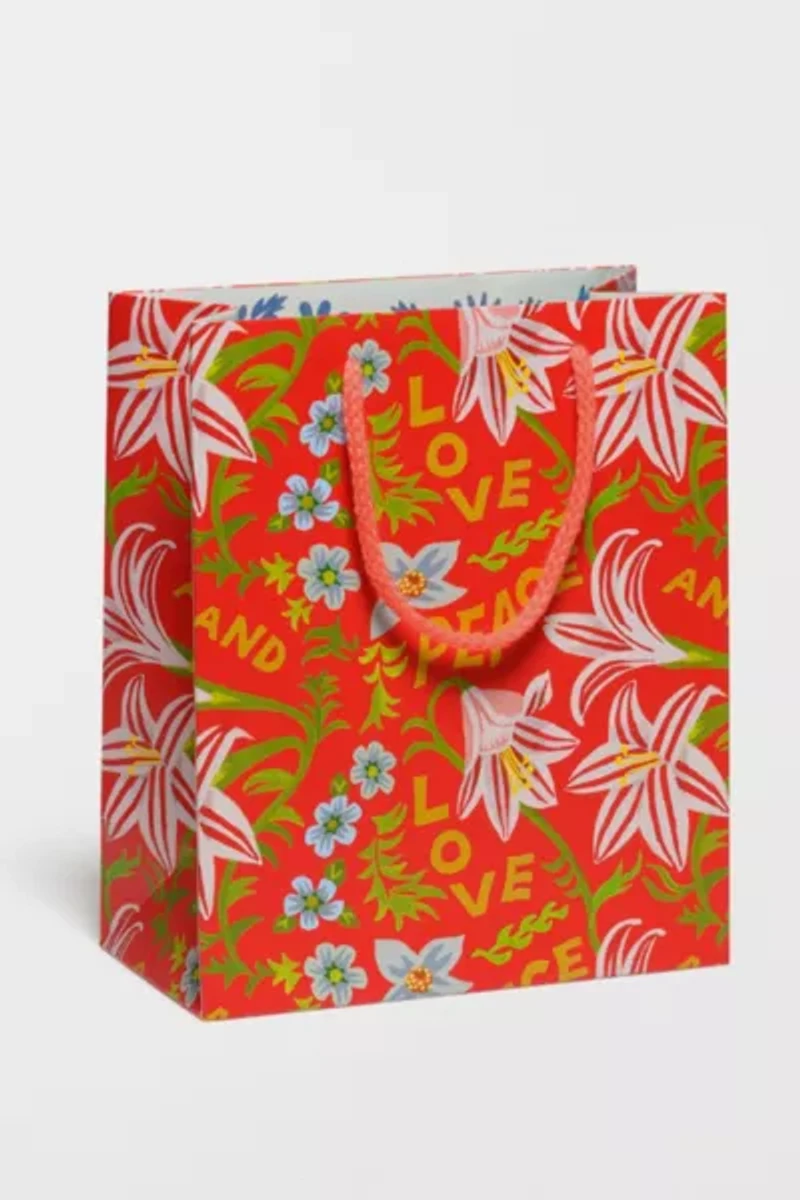 Red Cap Peace and Love Amaryllis Gift Bag