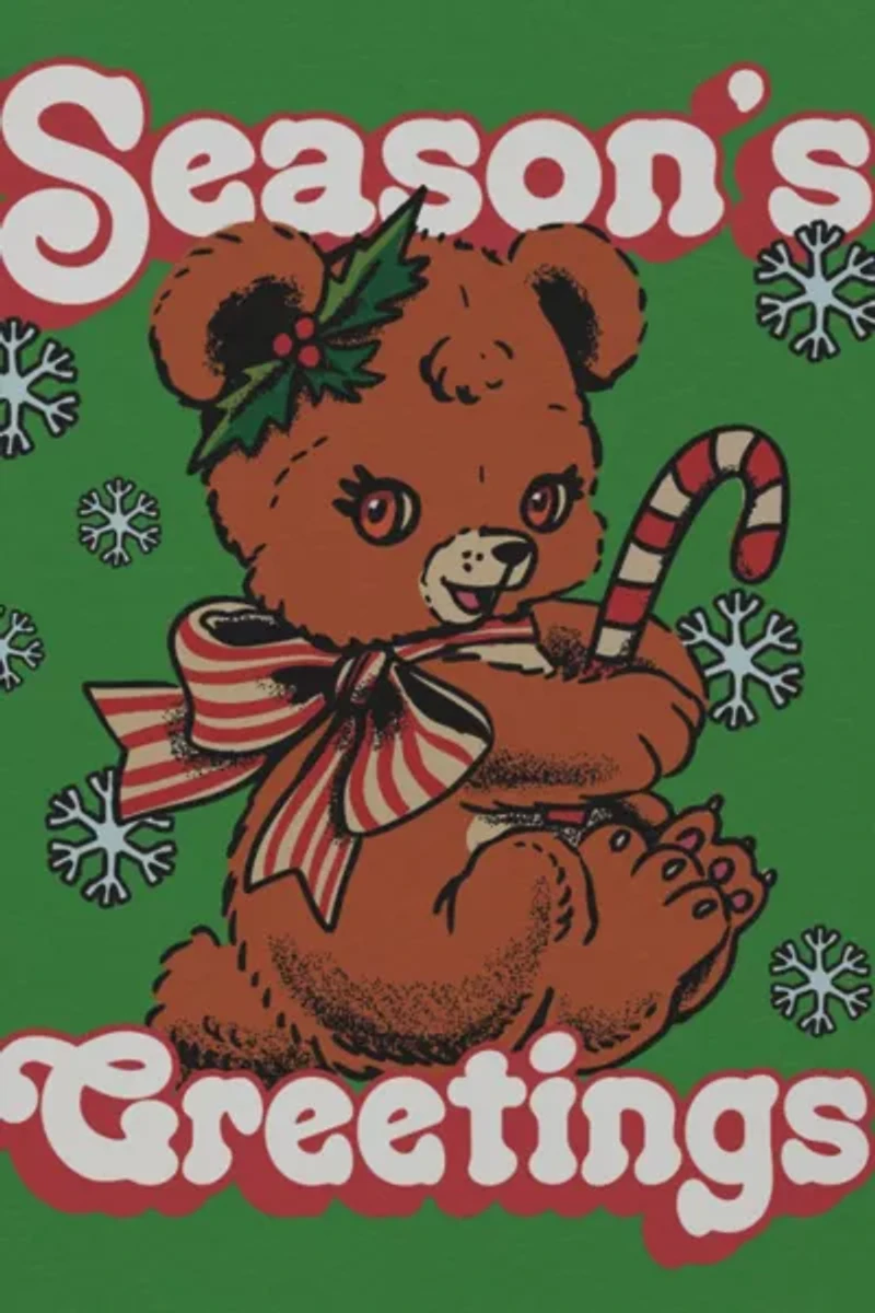 Red Cap Christmas Teddy Bear Holiday Card