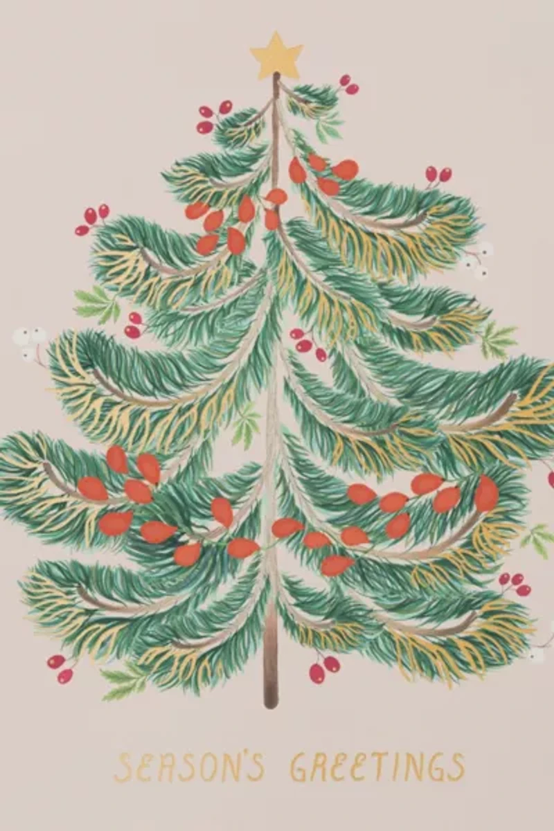 Red Cap Festive Evergreen Holiday Card