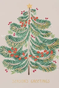 Red Cap Festive Evergreen Holiday Card