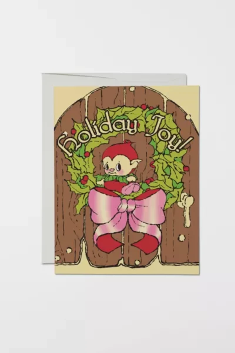Red Cap Holiday Elf Card