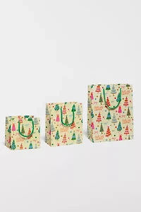Red Cap Holly Jolly Trees Gift Bag