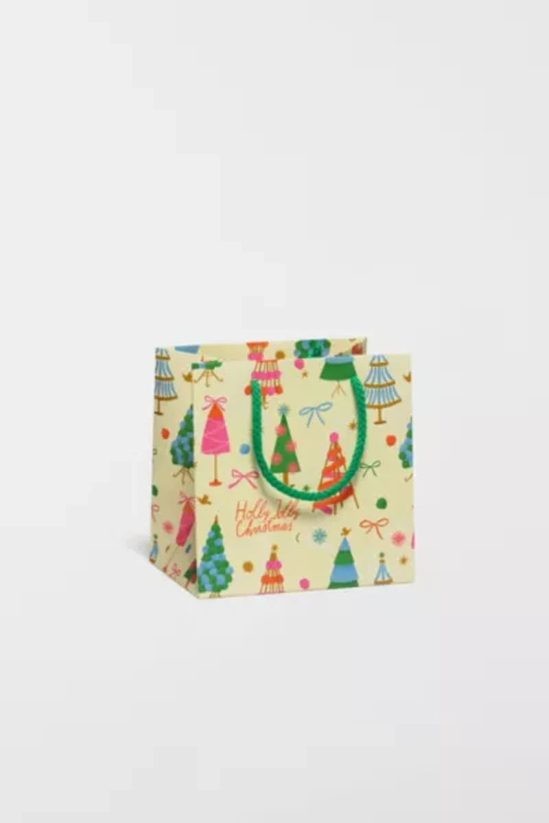 Red Cap Holly Jolly Trees Gift Bag