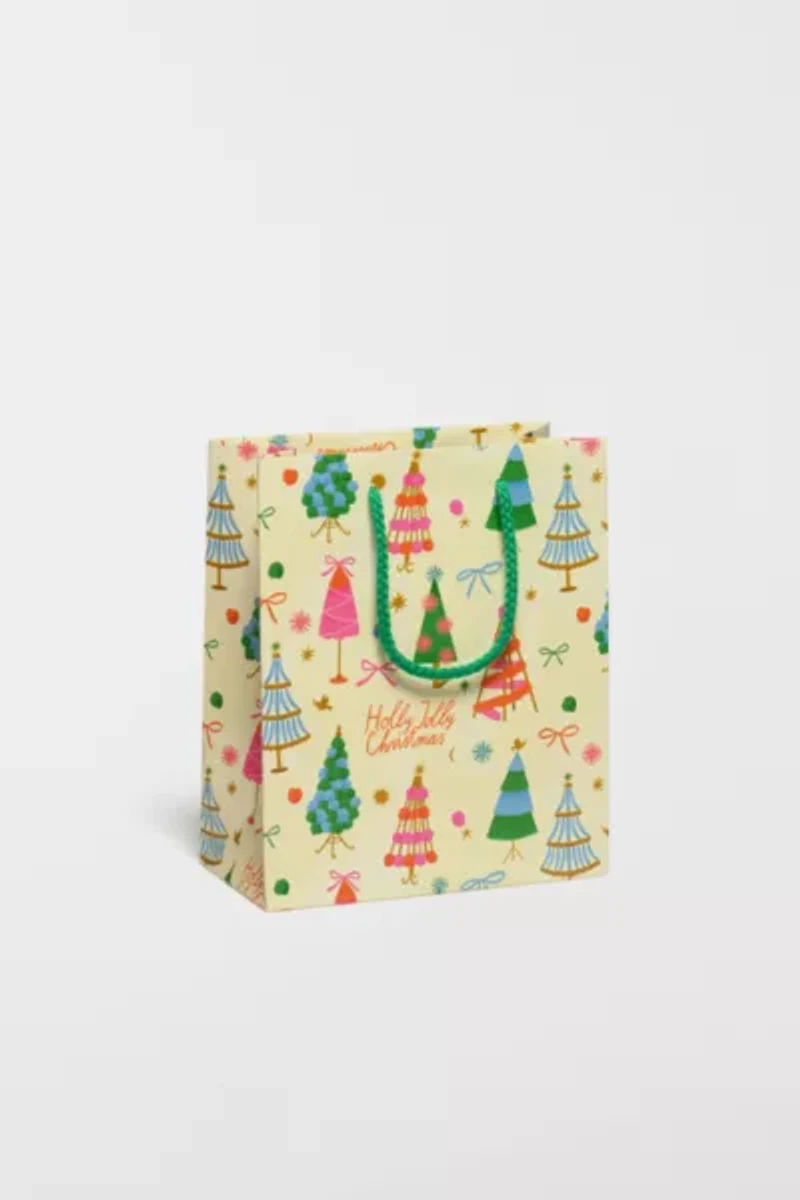 Red Cap Holly Jolly Trees Gift Bag
