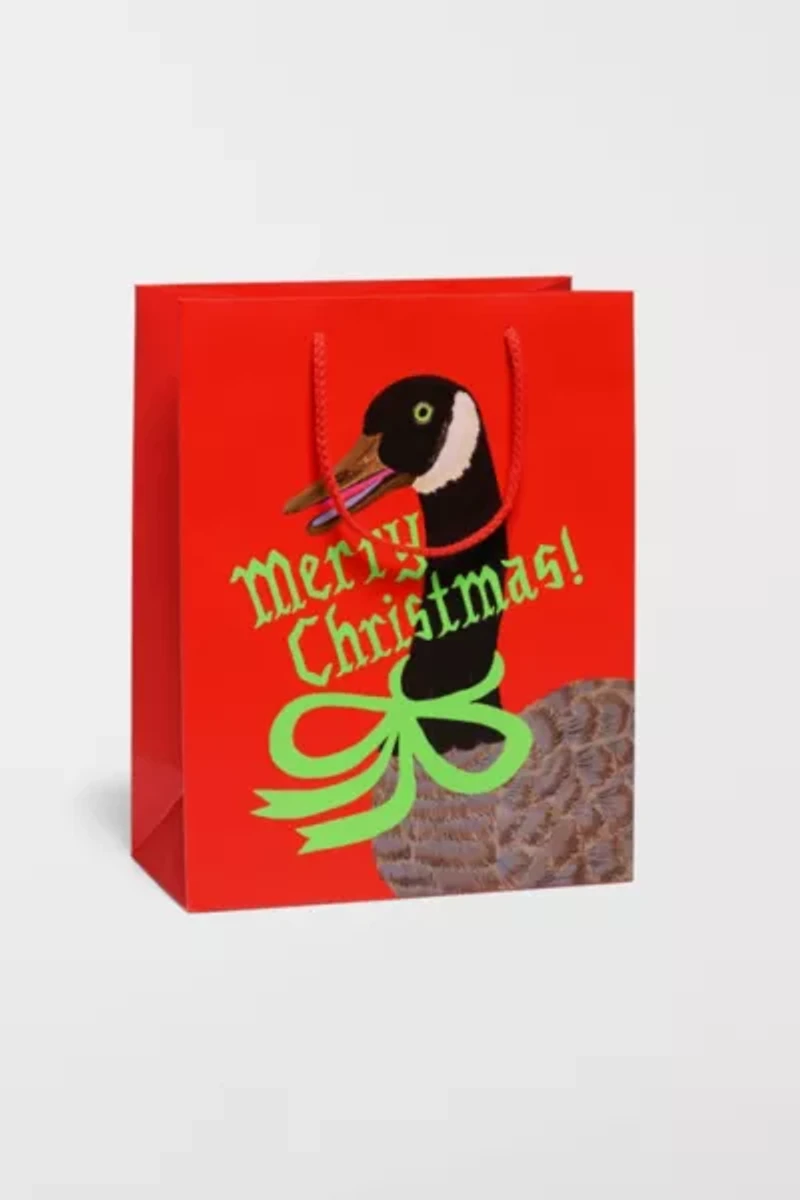 Red Cap Christmas Goose Gift Bag