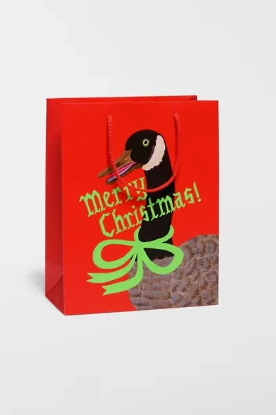 Red Cap Christmas Goose Gift Bag