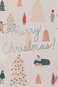 Red Cap Pink Trees Holiday Card