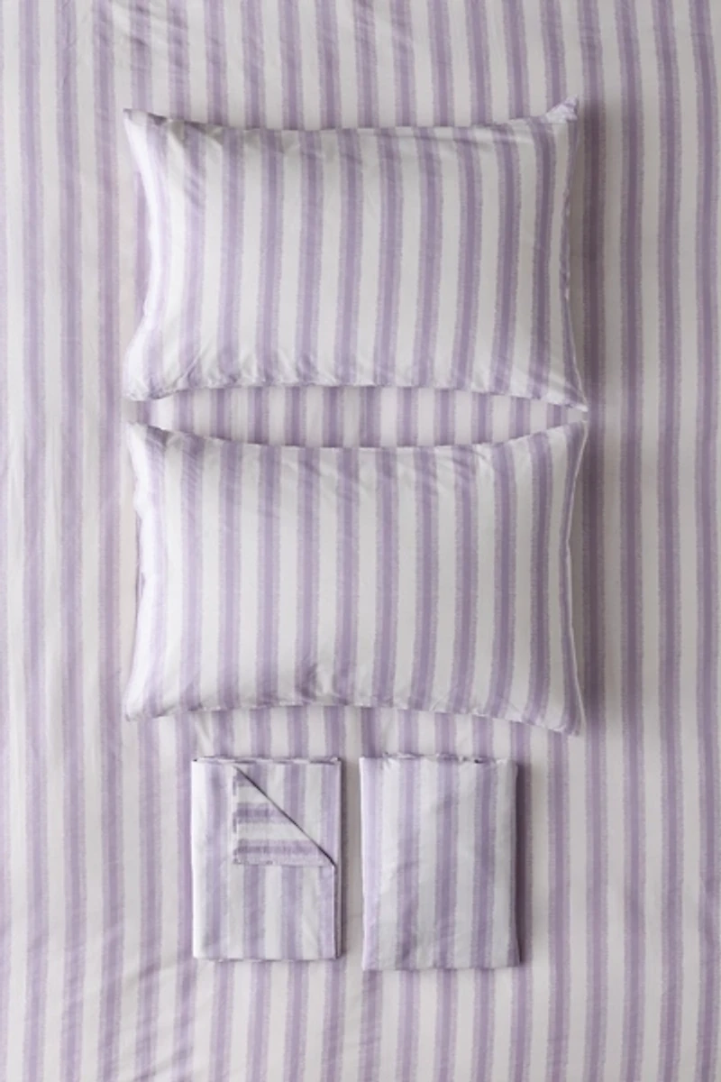 Feathered Stripe Brushed Cotton Sheet Set