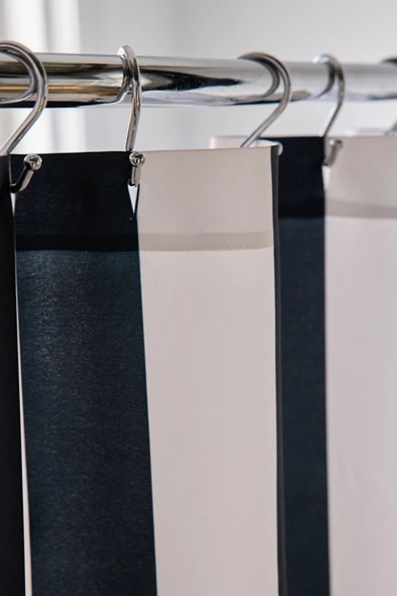 Black & Alabaster Striped Patterned Shower Curtain