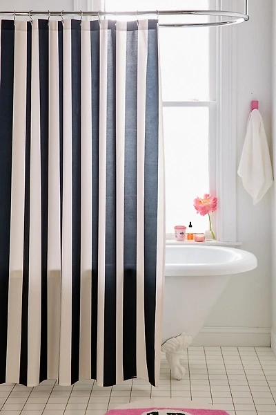 Black & Alabaster Striped Patterned Shower Curtain