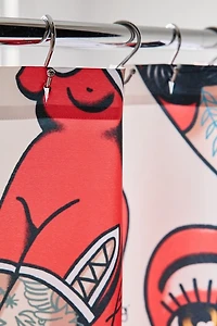 Hearts Patterned Shower Curtain