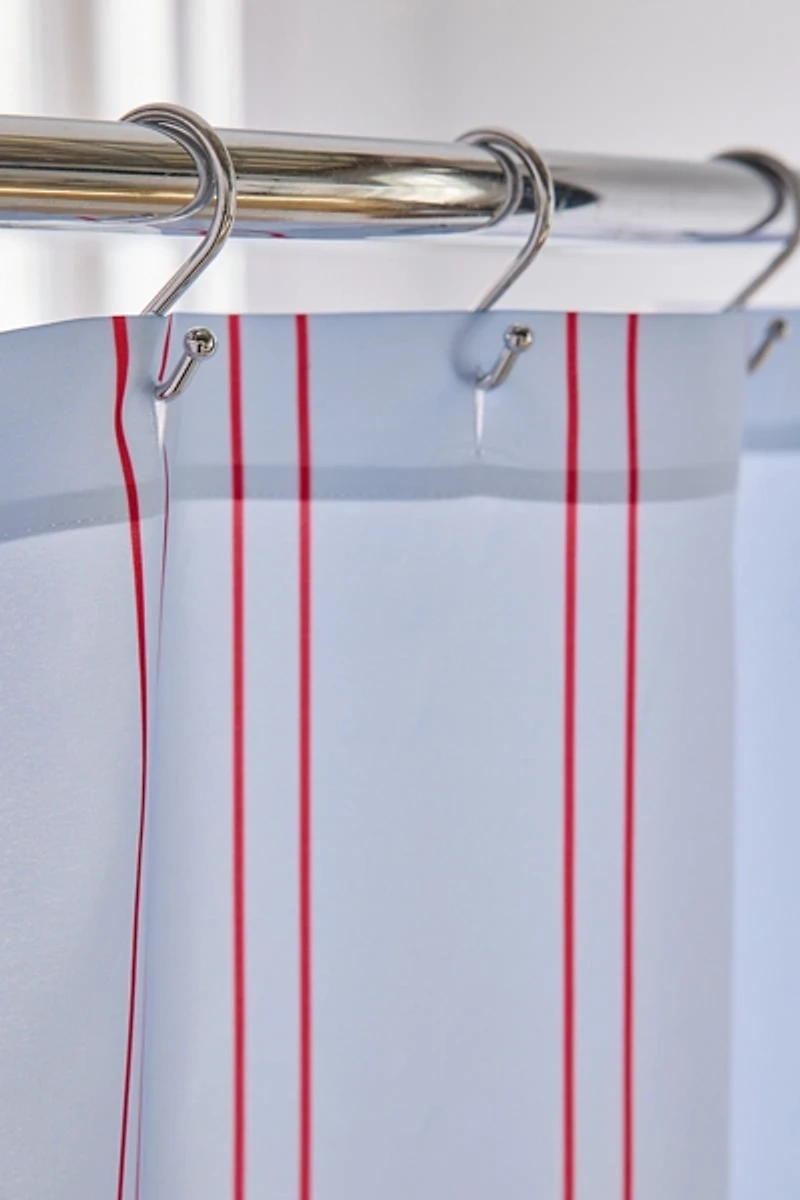 Cherry Sky Striped Patterned Shower Curtain