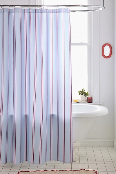 Cherry Sky Striped Patterned Shower Curtain