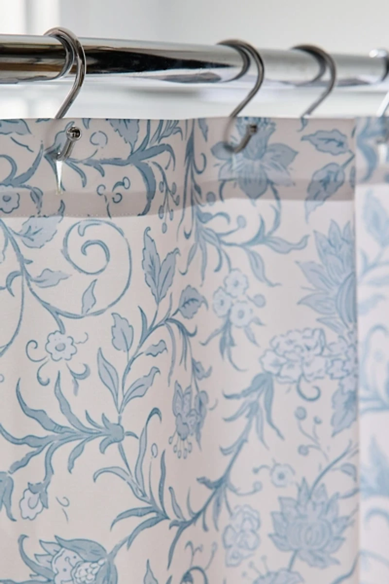 Jacobean Floral Patterned Shower Curtain