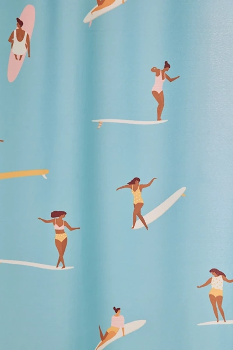 Surf Girls Patterned Shower Curtain