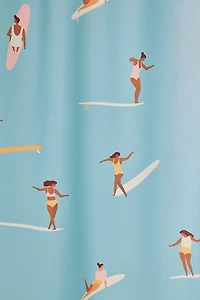 Surf Girls Patterned Shower Curtain