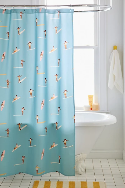 Surf Girls Patterned Shower Curtain