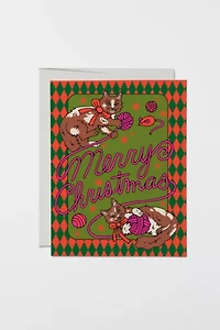 Red Cap Christmas Kittens Holiday Card