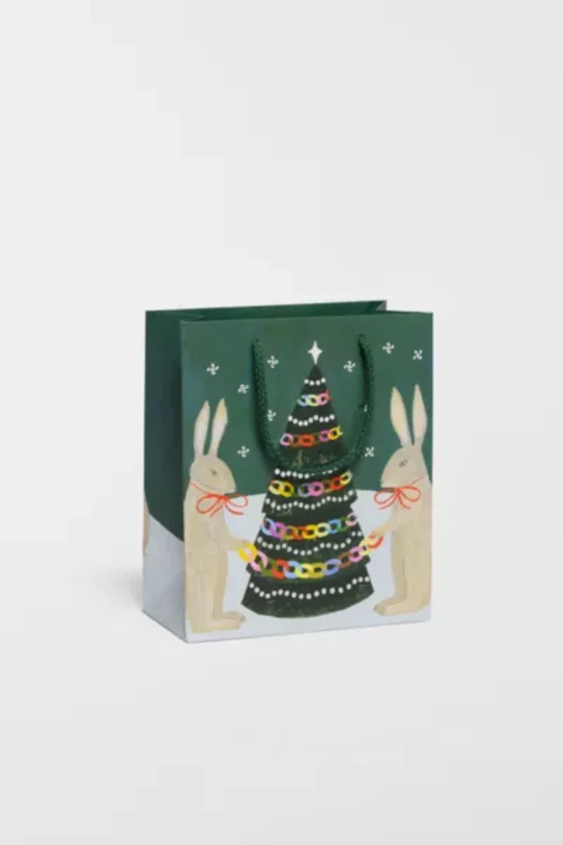 Red Cap Peace Rabbits Gift Bag