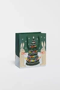 Red Cap Peace Rabbits Gift Bag