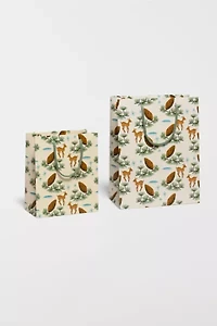Red Cap Deer and Pine Cones Gift Bag