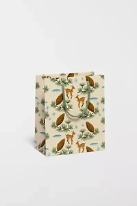 Red Cap Deer and Pine Cones Gift Bag