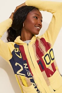 BDG Scottie Varsity Graphic Knit Zip-Up Collared Cardigan