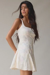 Liv Satin Fit-And-Flare Keyhole Open Back Mini Dress