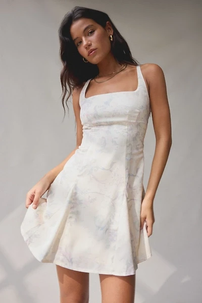 Liv Satin Fit-And-Flare Keyhole Open Back Mini Dress