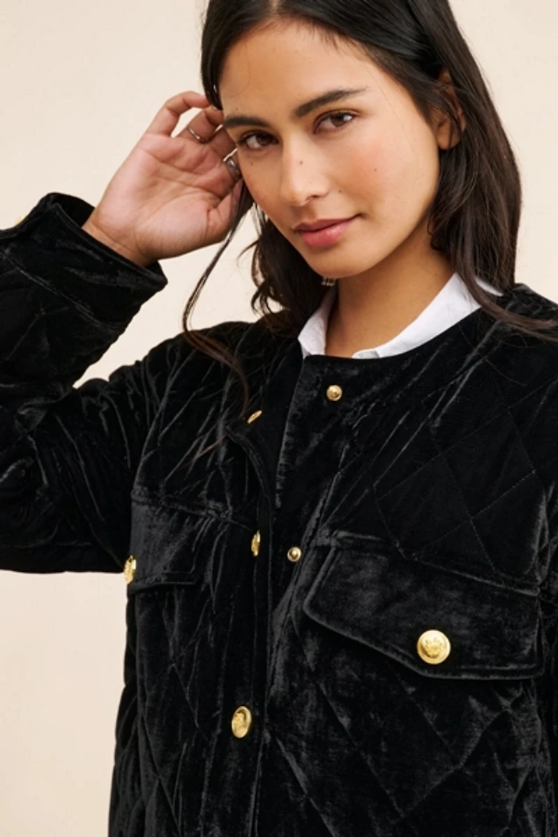 Endless Rose Oversized Quilted Velvet Jacket