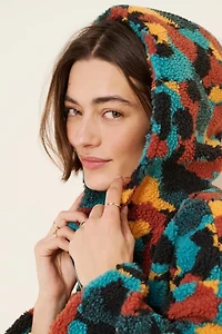 Daisy Street Printed Borg Pull On Over Fleece Jacket