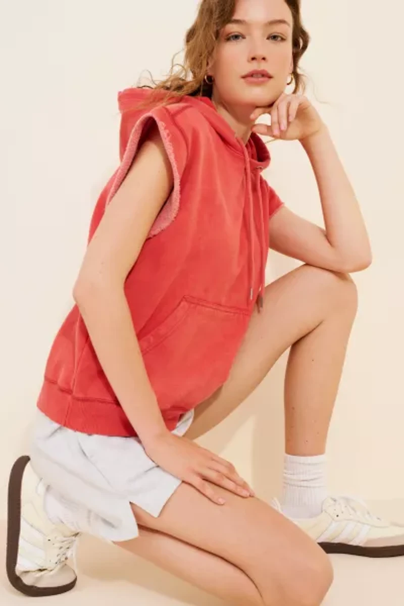 BDG Men's Bonfire Cutoff Cropped Hoodie Sweatshirt