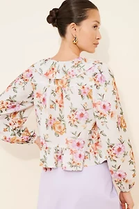 Dizzy Lizzy Floral Ruffle Detail Top