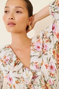 Dizzy Lizzy Floral Ruffle Detail Top