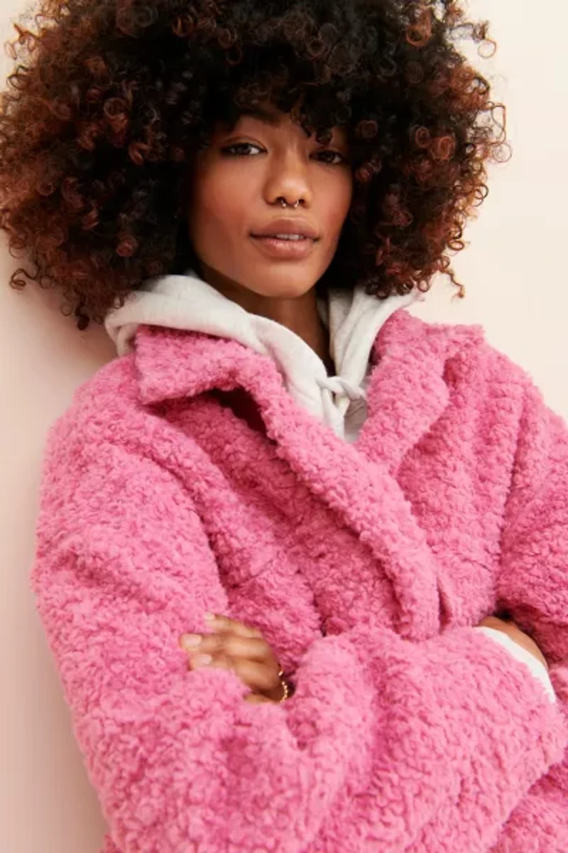 English Factory Oversized Fuzzy Shirt Jacket