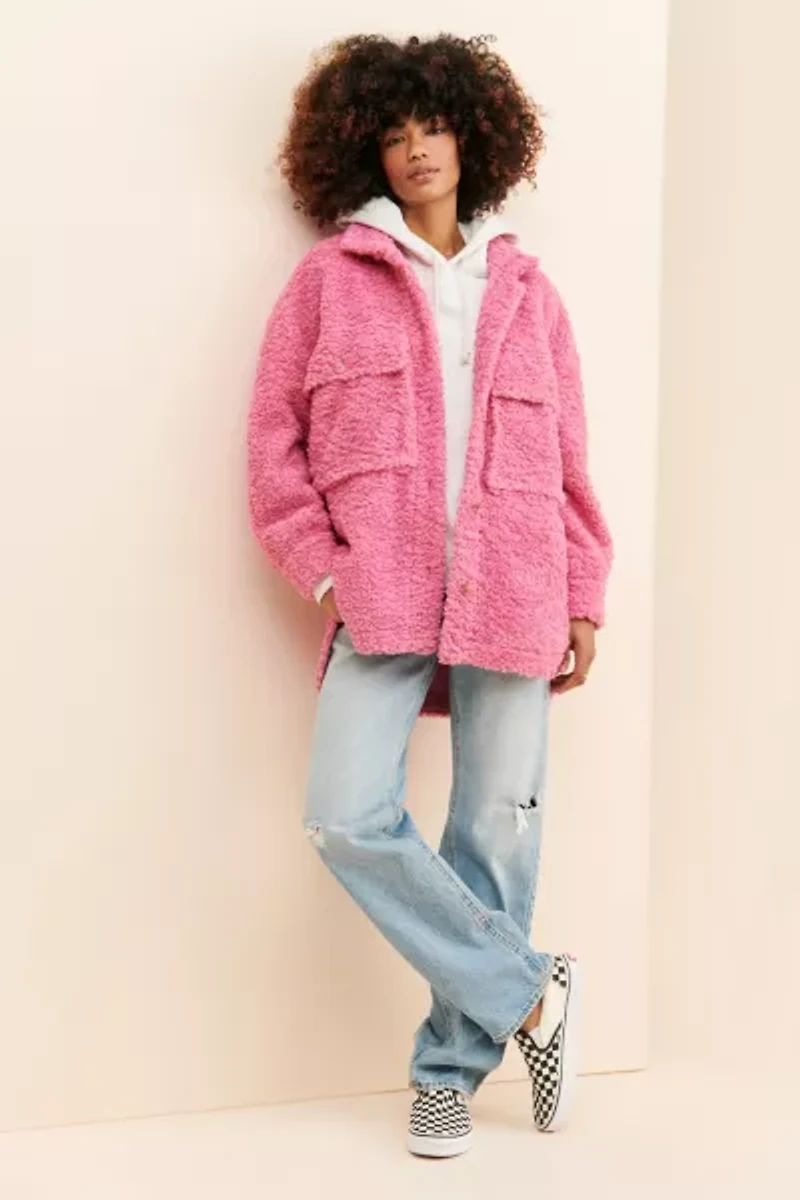 English Factory Oversized Fuzzy Shirt Jacket