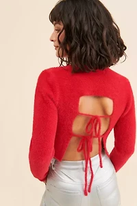 4SI3NNA Turtleneck Open-Back Sweater